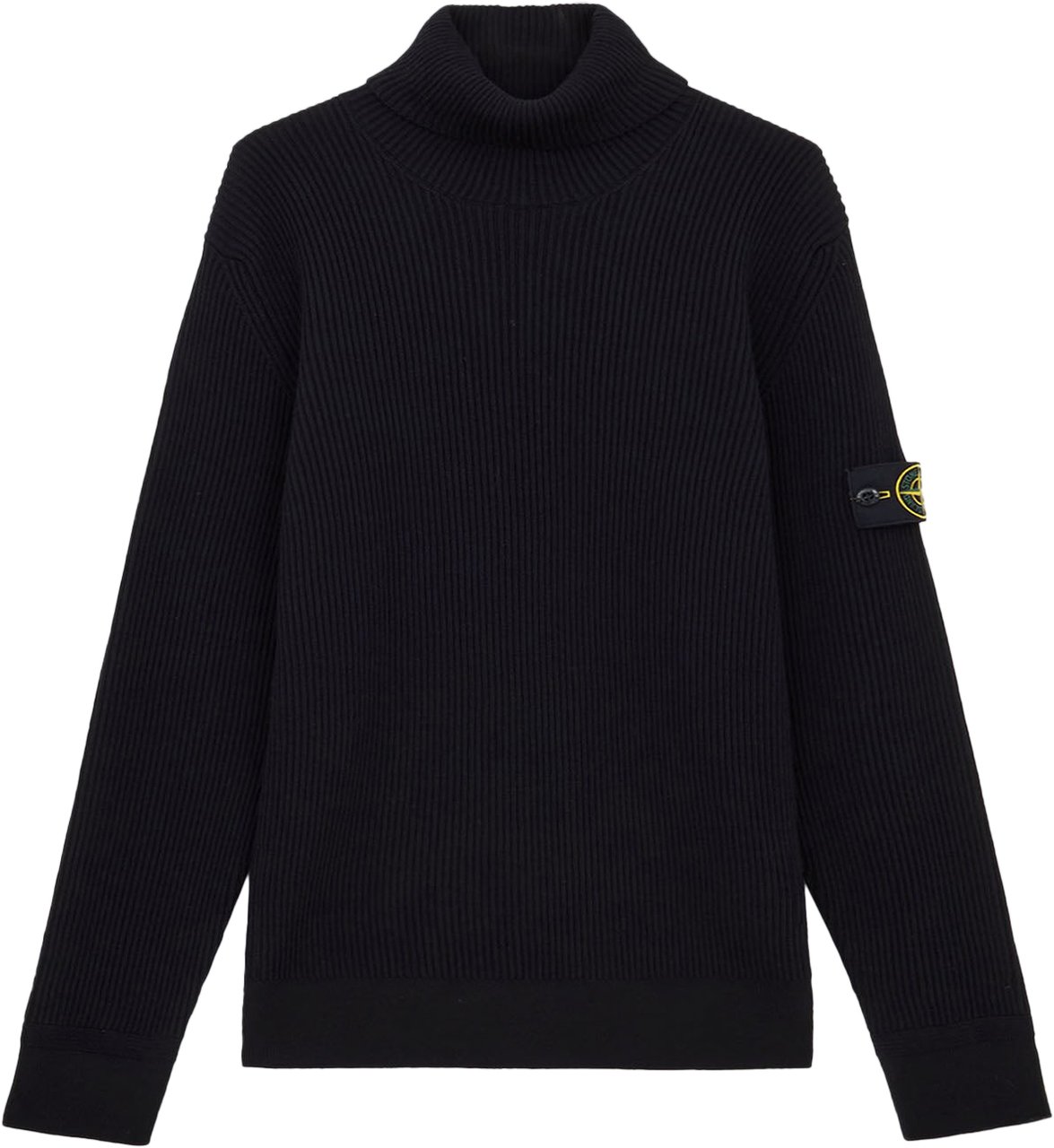 Stone Island FULL RIB RWS WOOL T-NECK BLACK Zwart