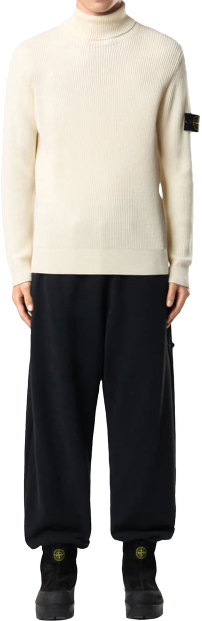 Stone Island FULL RIB RWS WOOL T-NECK IVORY Wit
