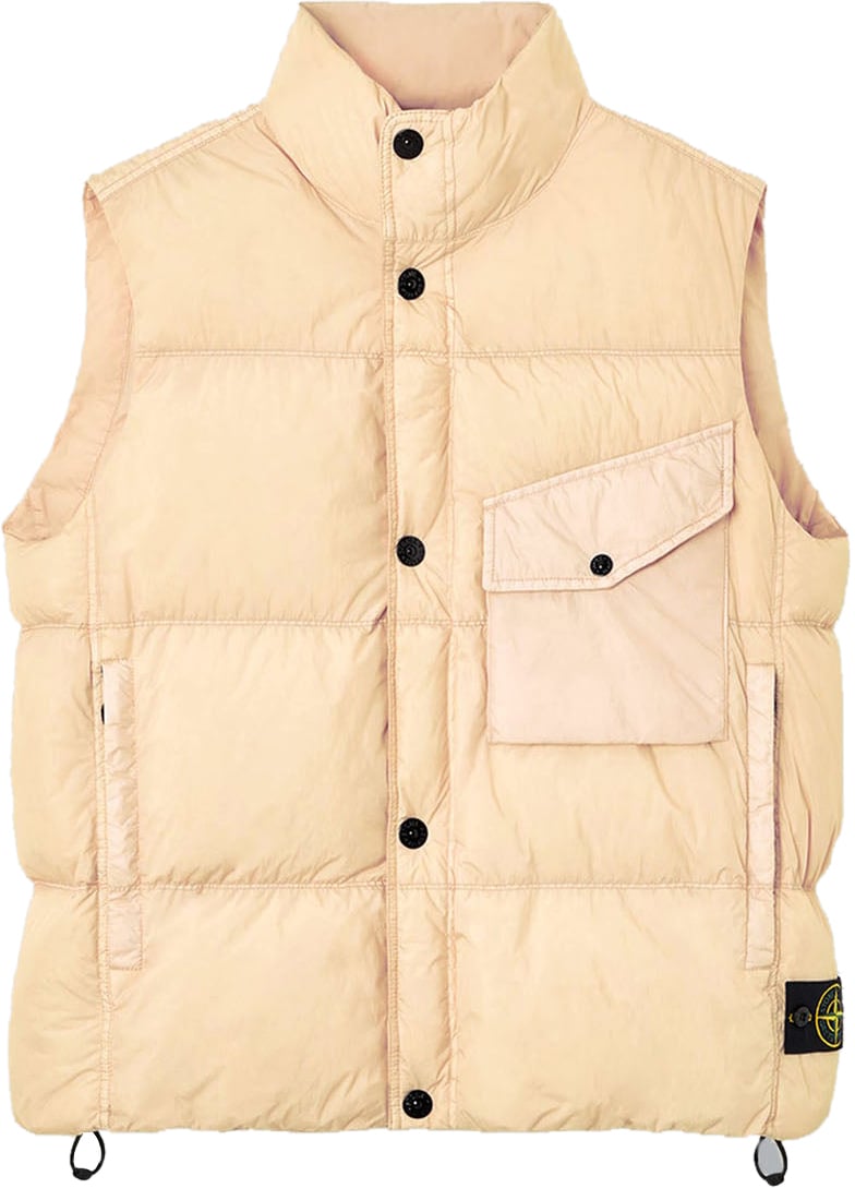 Stone Island GARMENT DYED CRINKLE REPS NY VEST DESERT Beige