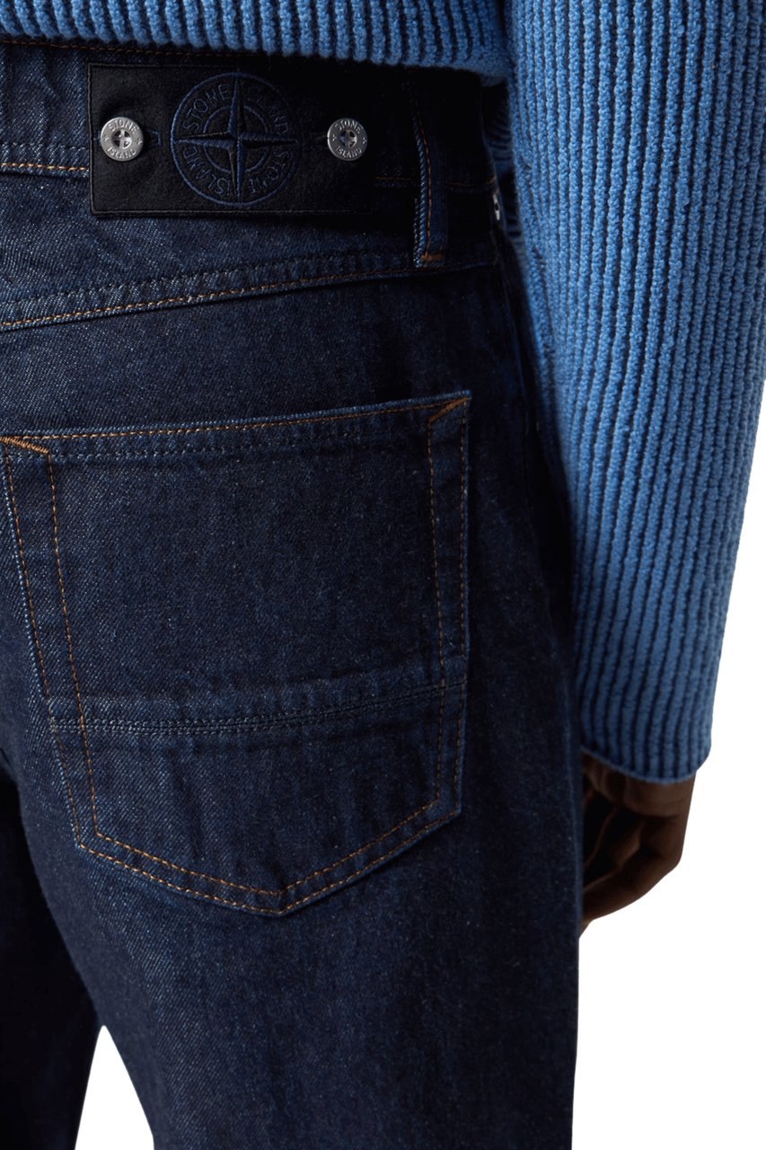 Stone Island INDIGO DENIM RINSED LOOSE JEANS Blauw