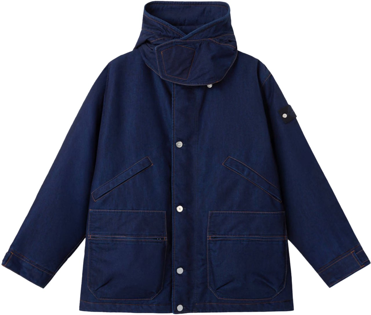 Stone Island INDIGO POLYPROPYLENE DENIM LIGHT-RINSED PARKA Blauw