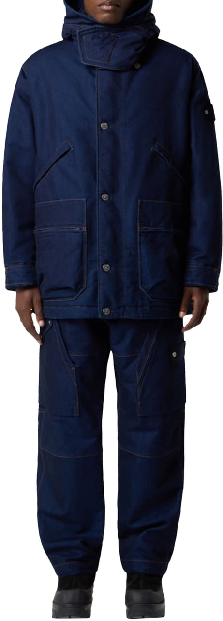 Stone Island INDIGO POLYPROPYLENE DENIM LIGHT-RINSED PARKA Blauw