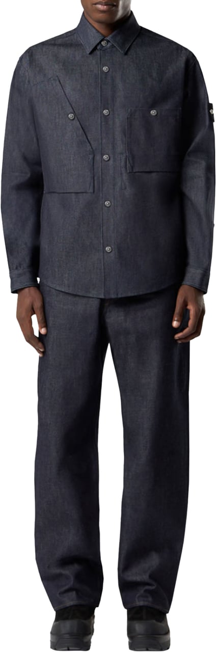 Stone Island INDIGO RAW DENIM SHIRT BLUE Blauw