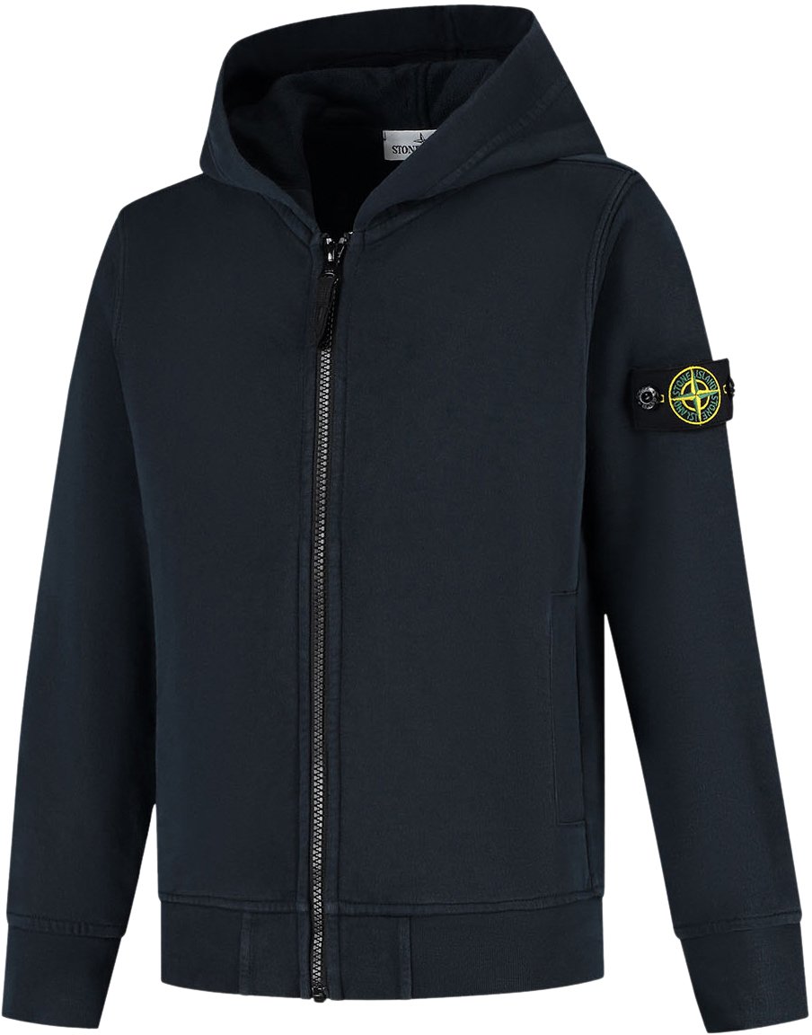 Stone Island Junior Zip Up Cardigan Blauw