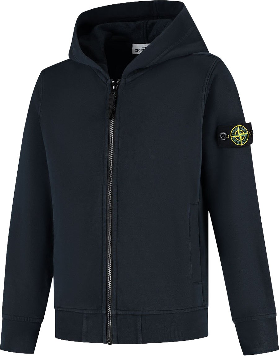 Stone Island Junior Zip Up Cardigan Blauw