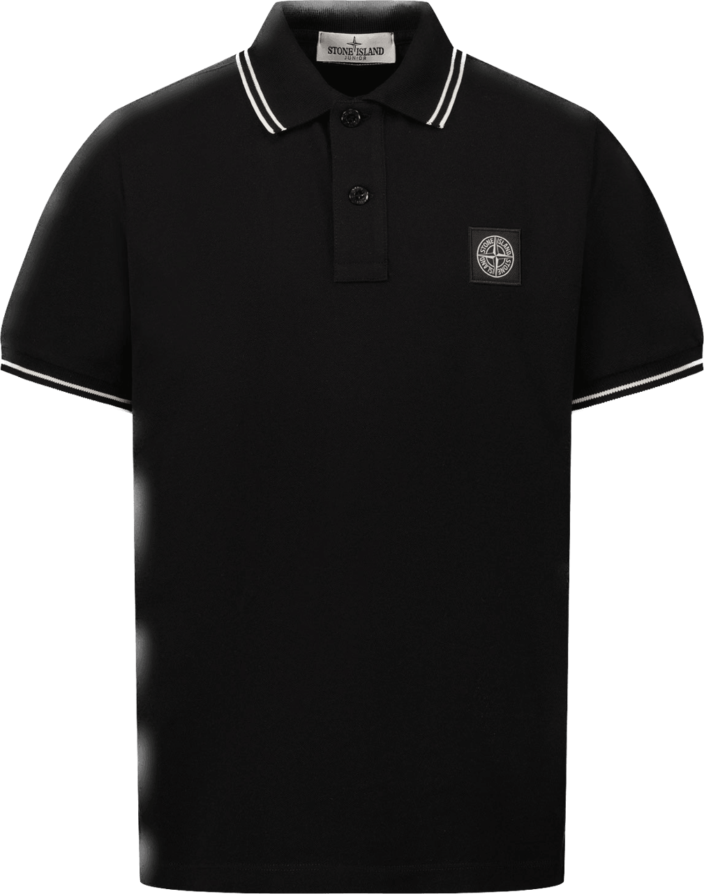 Stone Island Junior Stone Island Kinder Jongens Polo Zwart Zwart