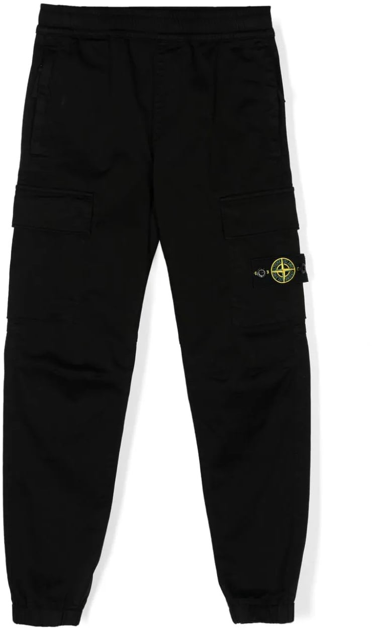 Stone Island Junior Pantalone Regular Tapered Zwart