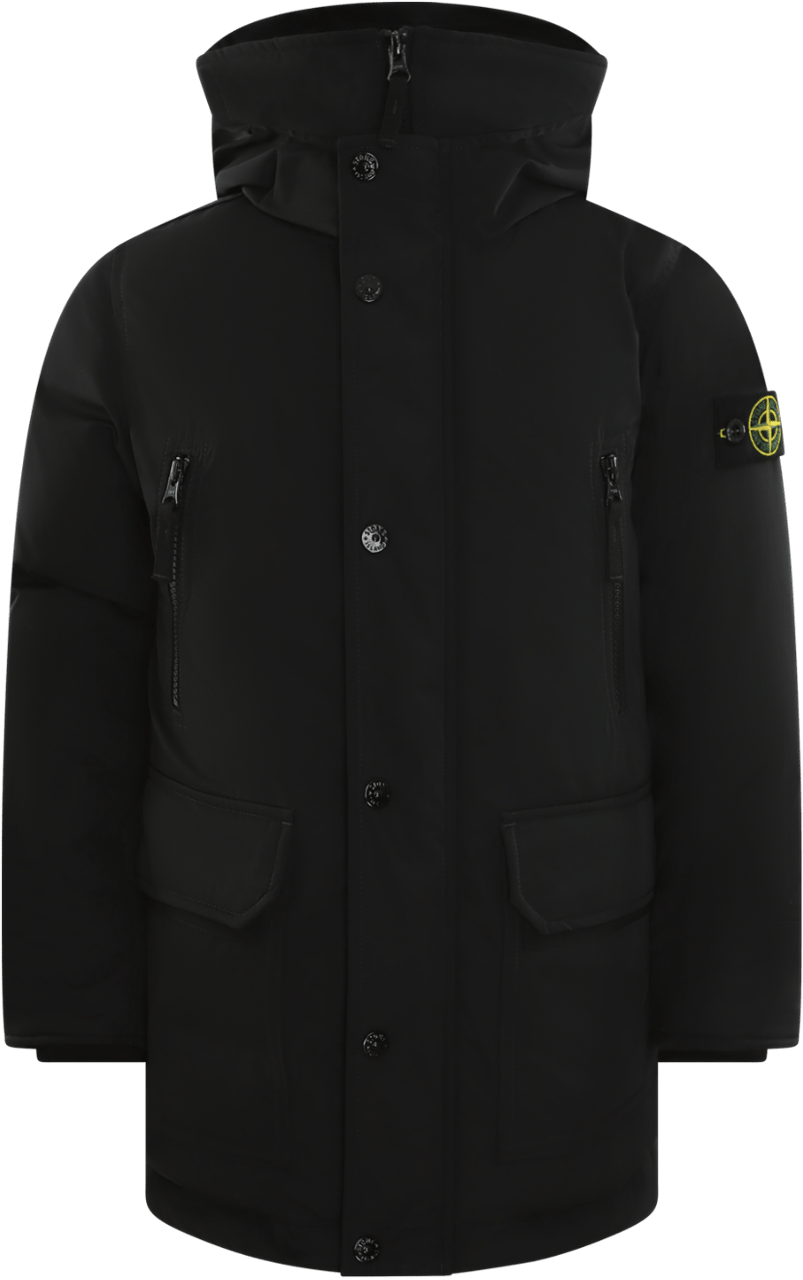 Stone Island Junior Kids Real Down Jacket Zwart