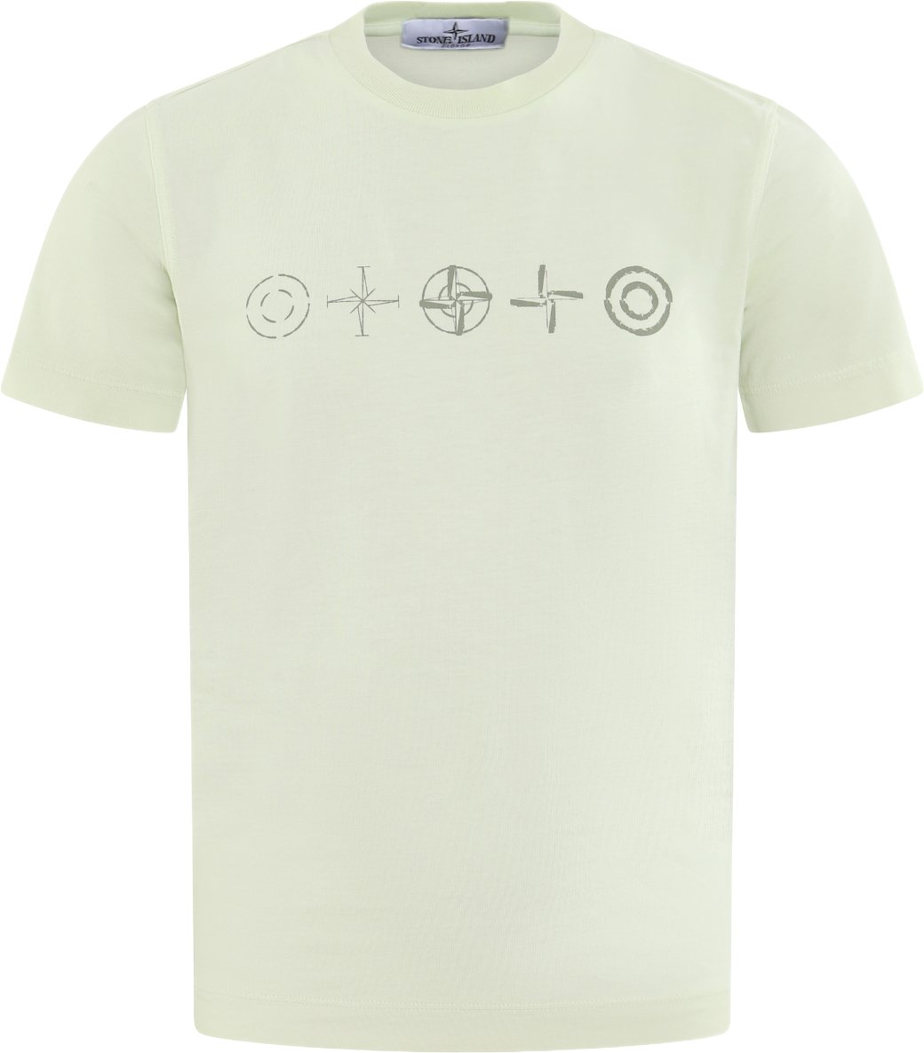 Stone Island Junior Stone Island Kids Logoprint T-Shirt Geel Neutraal