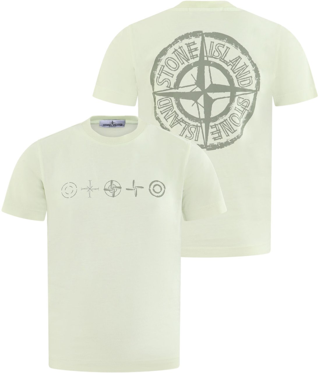Stone Island Junior Stone Island Kids Logoprint T-Shirt Geel Neutraal