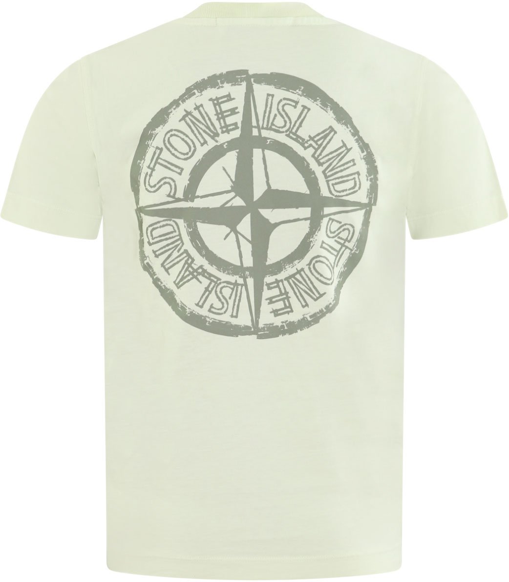 Stone Island Junior Stone Island Kids Logoprint T-Shirt Geel Neutraal