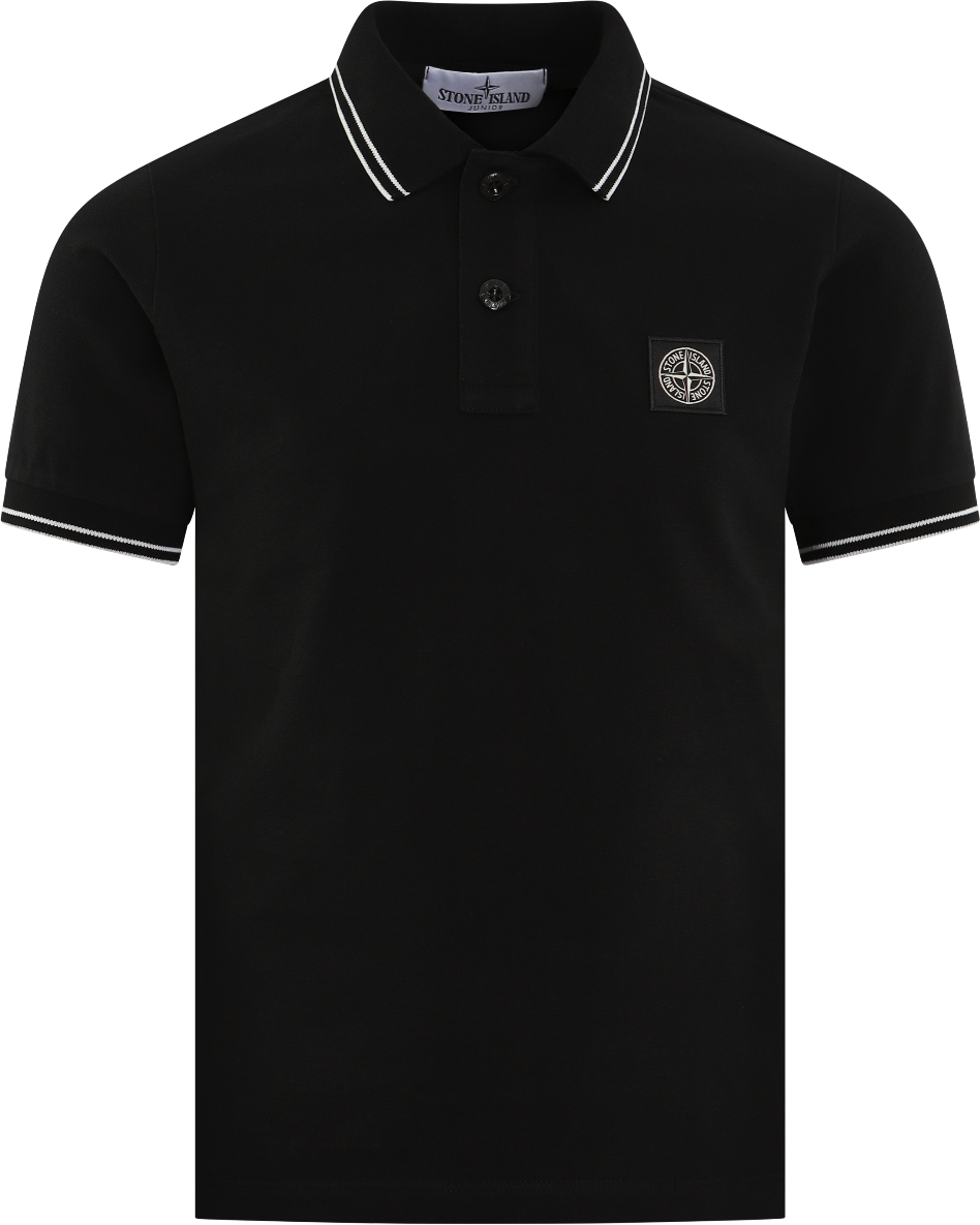 Stone Island Junior Kids Compass Logo Polo Zwart Zwart