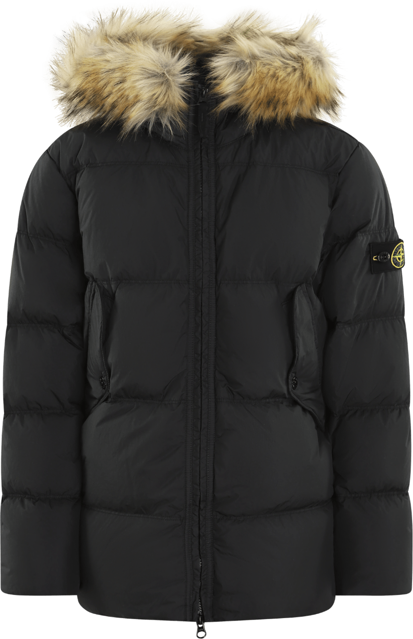 Stone Island Junior Kids Short Parka Zwart Zwart