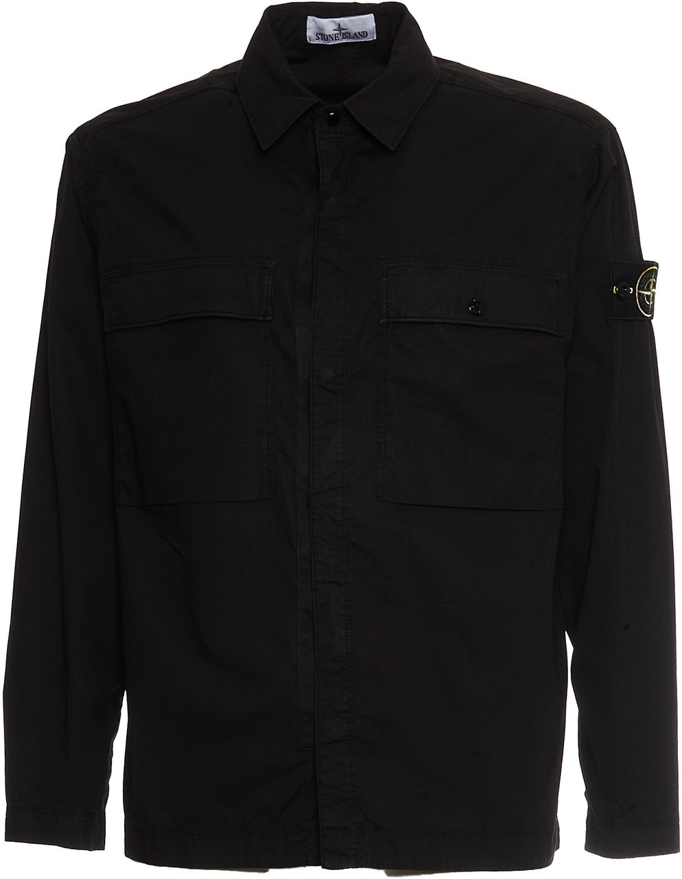 Stone Island Overshirt Stretch Cotton Tela Paracadute Zwart