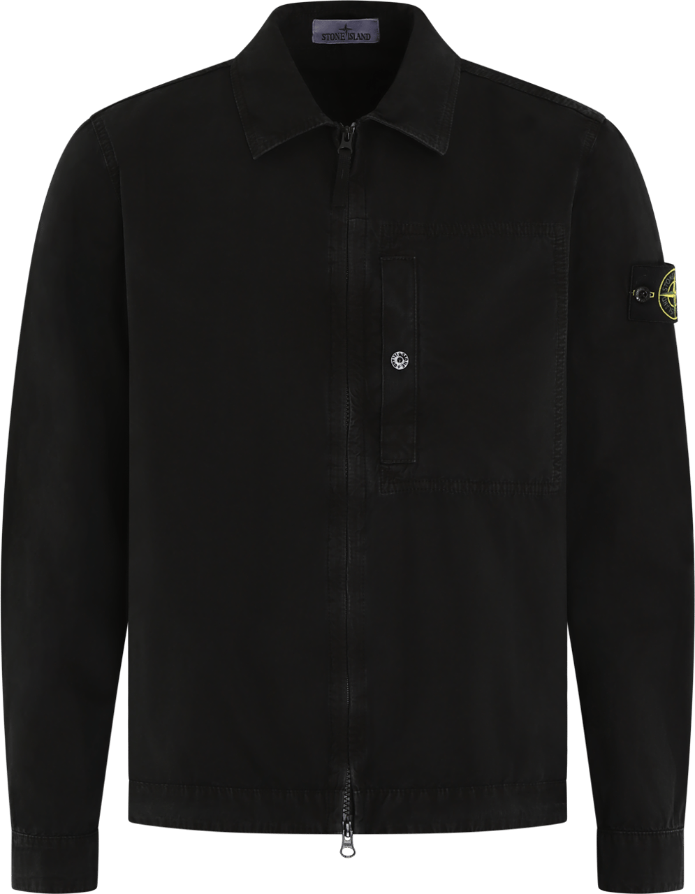 Stone Island Heren Full Zip Overshirt Zwart Zwart