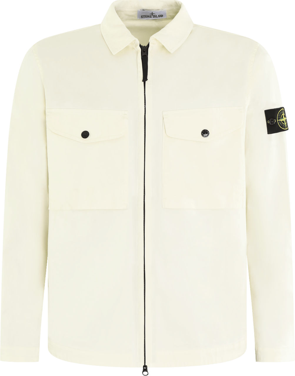 Stone Island Heren LogoPatch Zip Up Overshirt Wit Wit