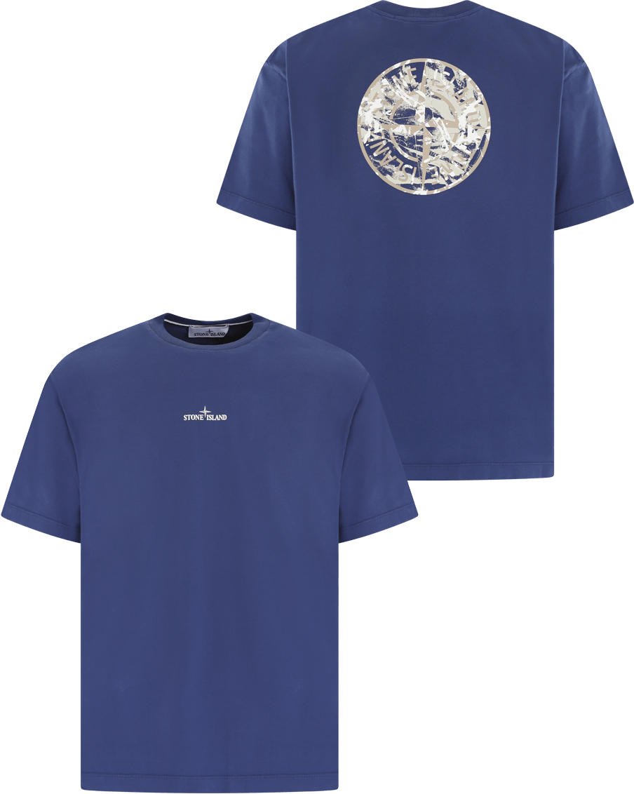 Stone Island Heren Compass Logo T-Shirt Blauw Blauw