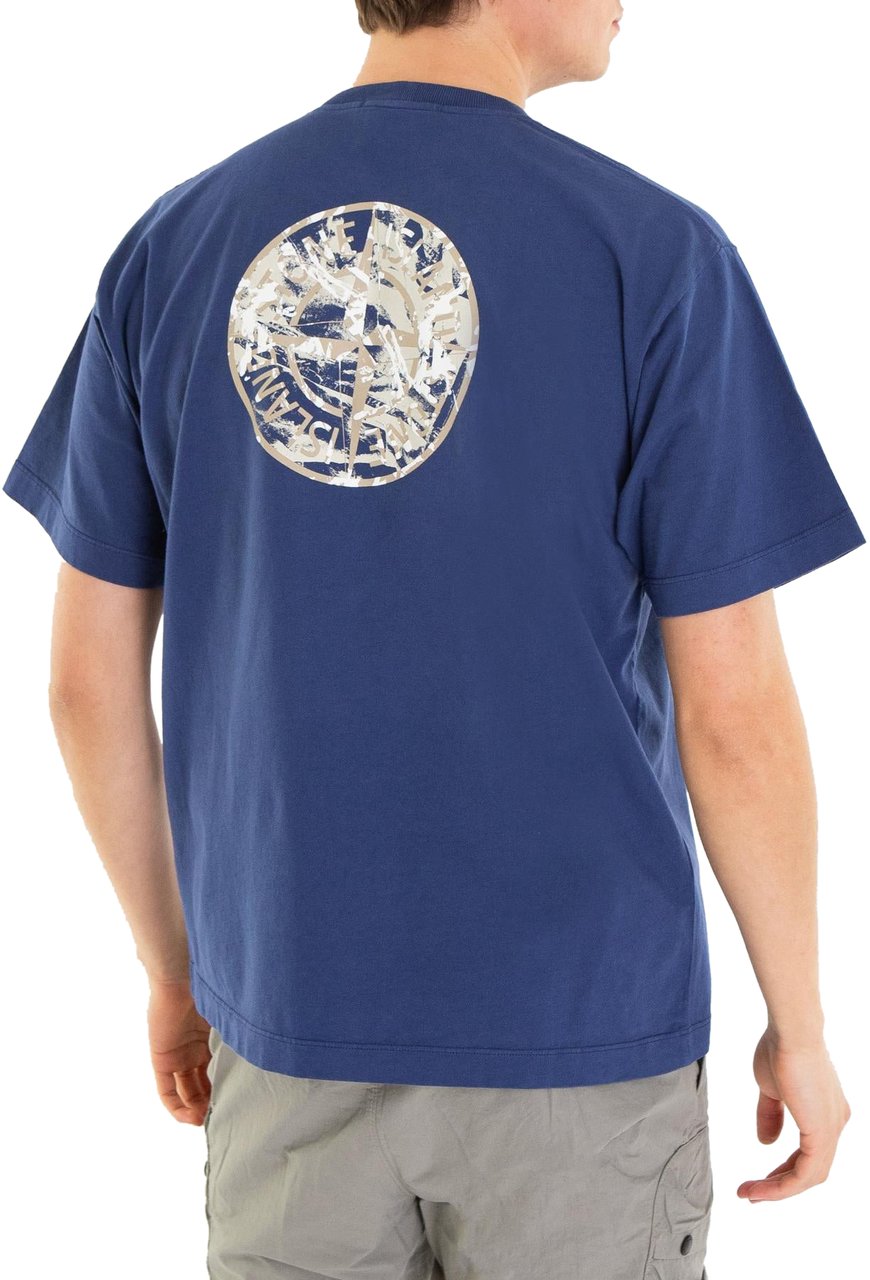Stone Island Heren Compass Logo T-Shirt Blauw Blauw