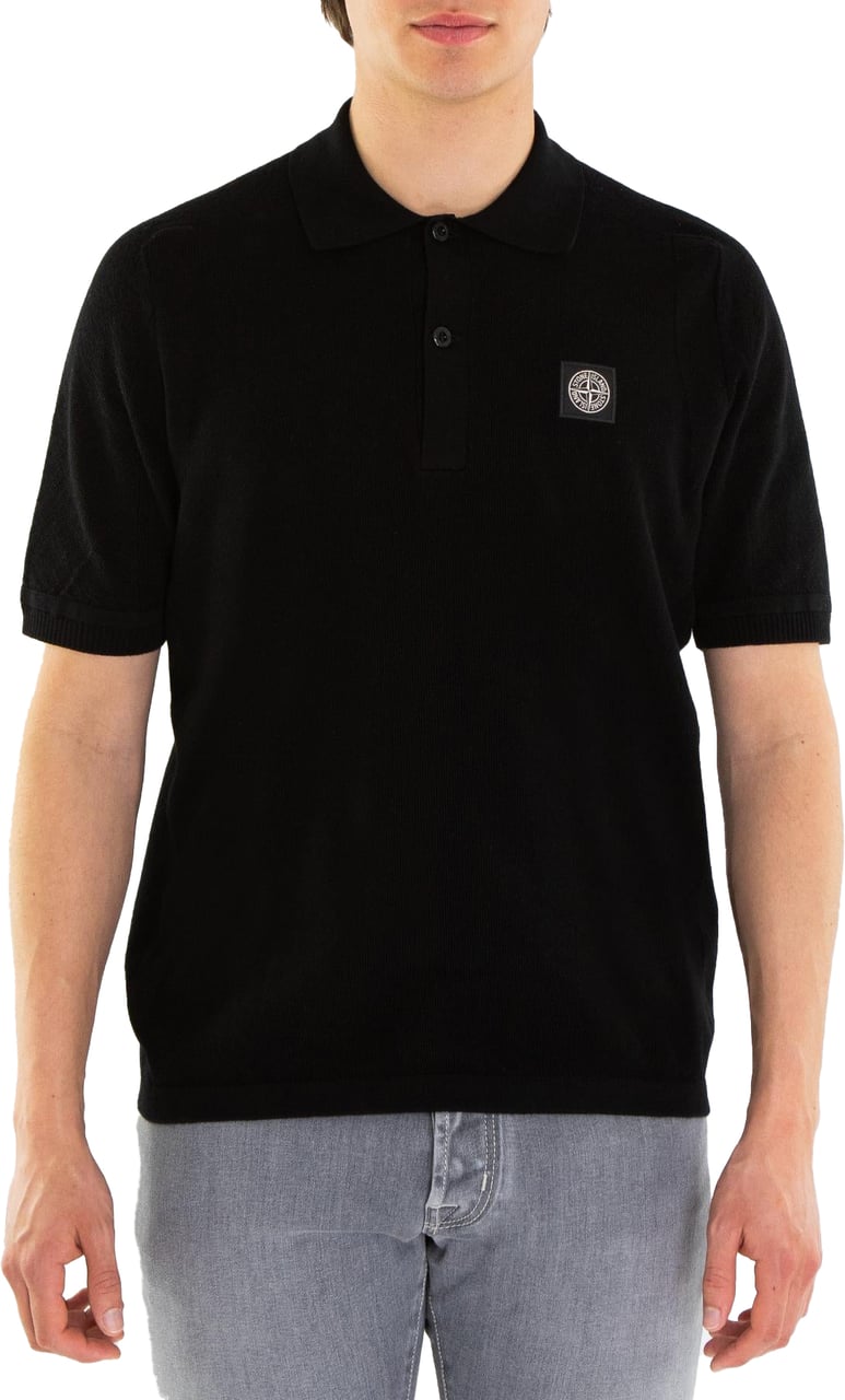 Stone Island Heren Compass Patch Polo Zwart Zwart