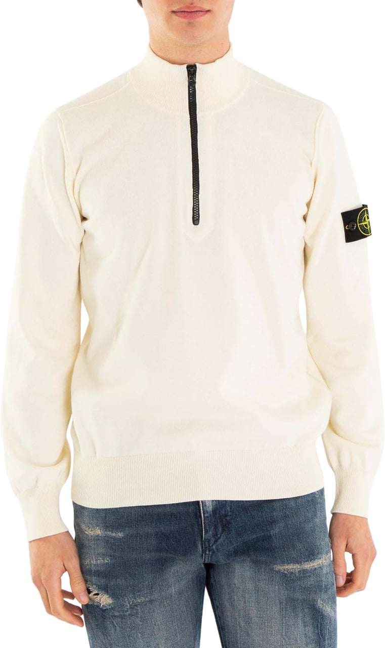 Stone Island Heren Half-Zip Sweater Ivory Wit