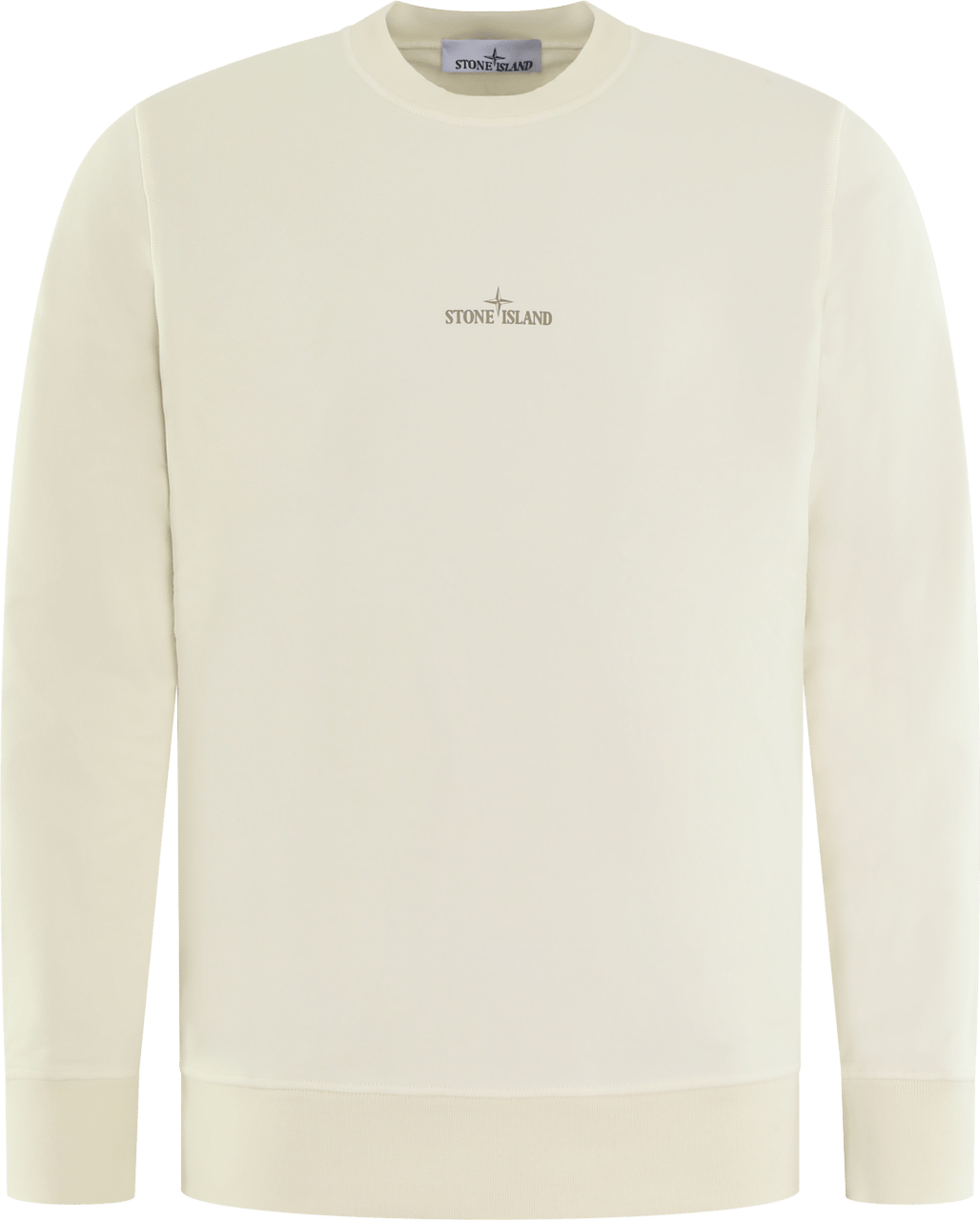 Stone Island Heren Logoprint Crew Neck Ivory Wit
