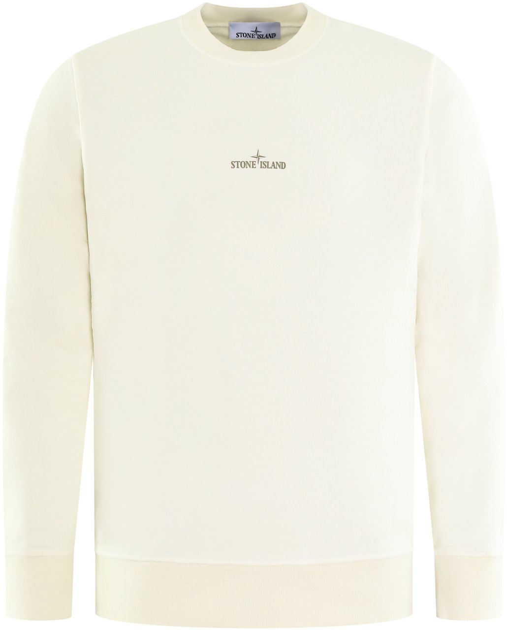 Stone Island Heren Logoprint Crew Neck Ivory Wit