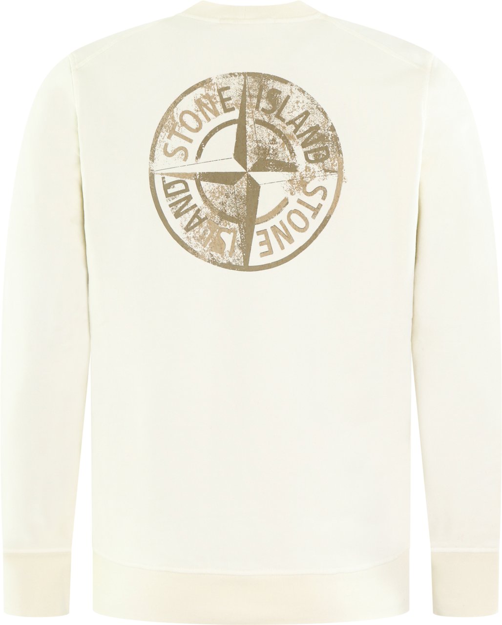 Stone Island Heren Logoprint Crew Neck Ivory Wit