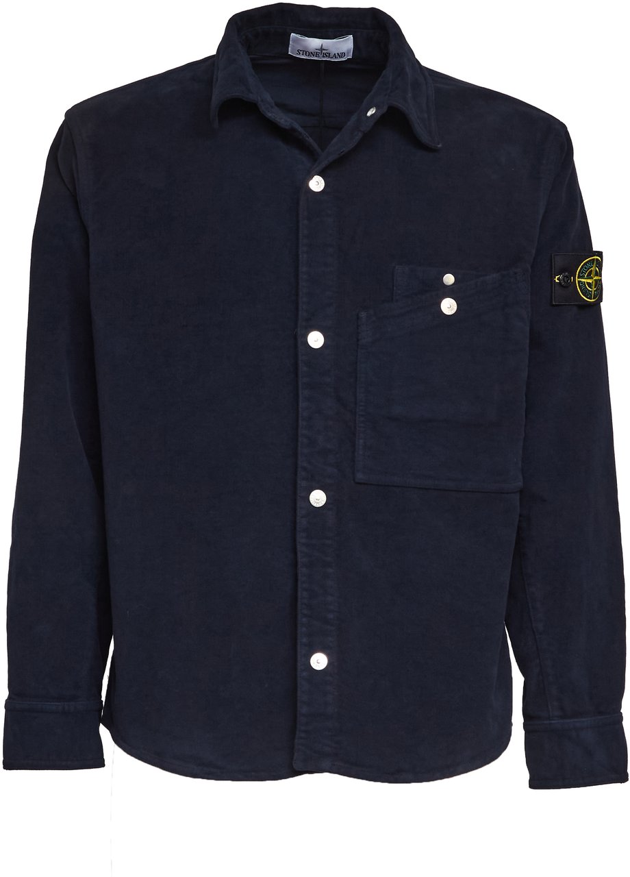 Stone Island Overshirt Cotton Moleskin-tc Blauw