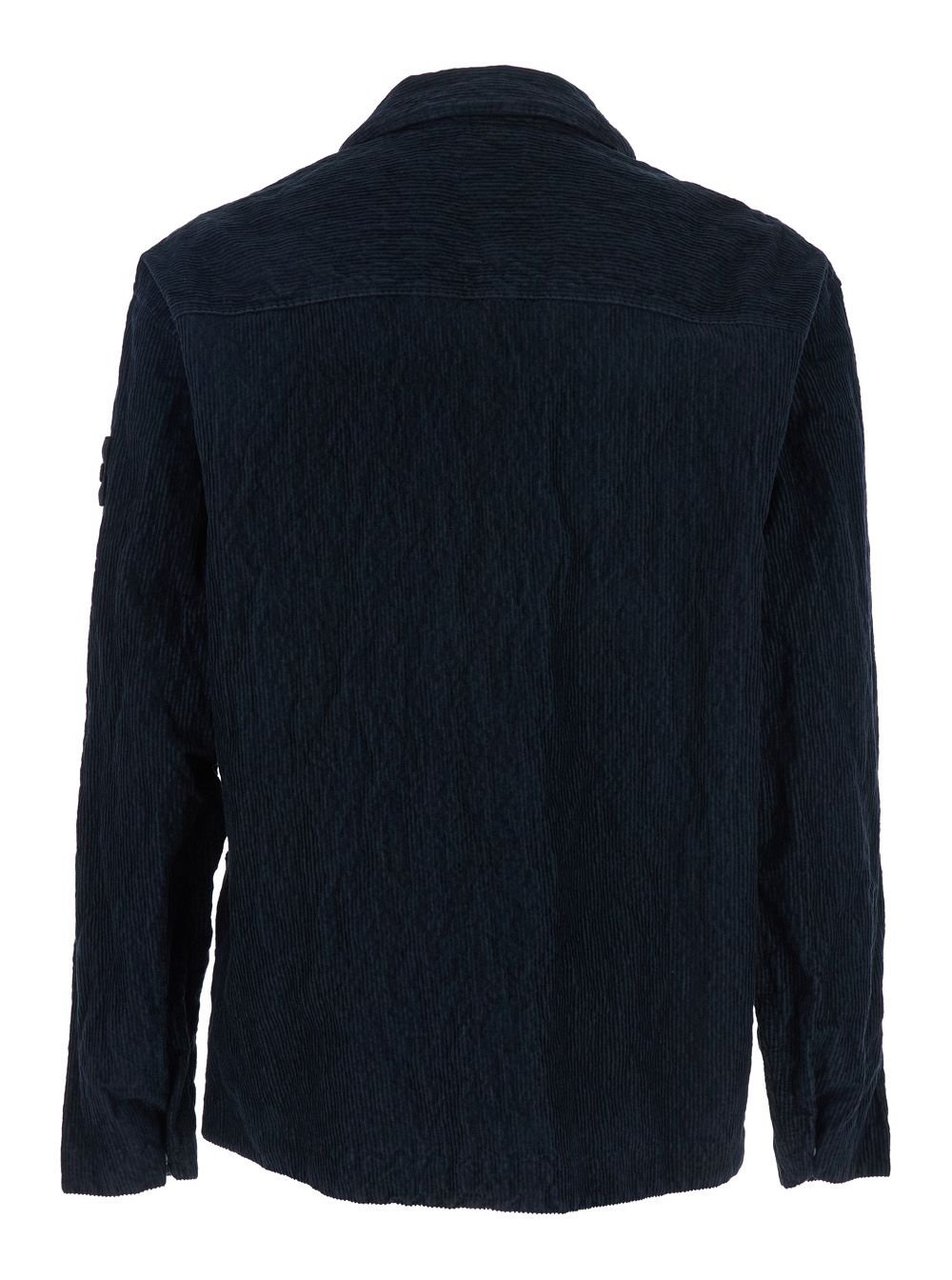 Stone Island Textured Black Overshirt Zwart