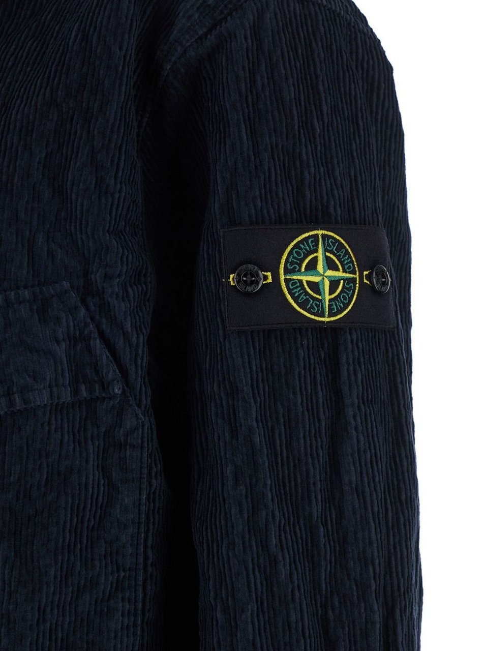 Stone Island Textured Black Overshirt Zwart
