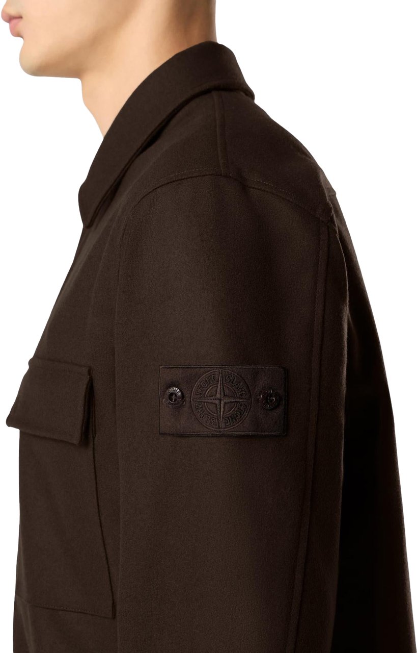 Stone Island Heren Overshirt Chest Pocket Bruin Bruin