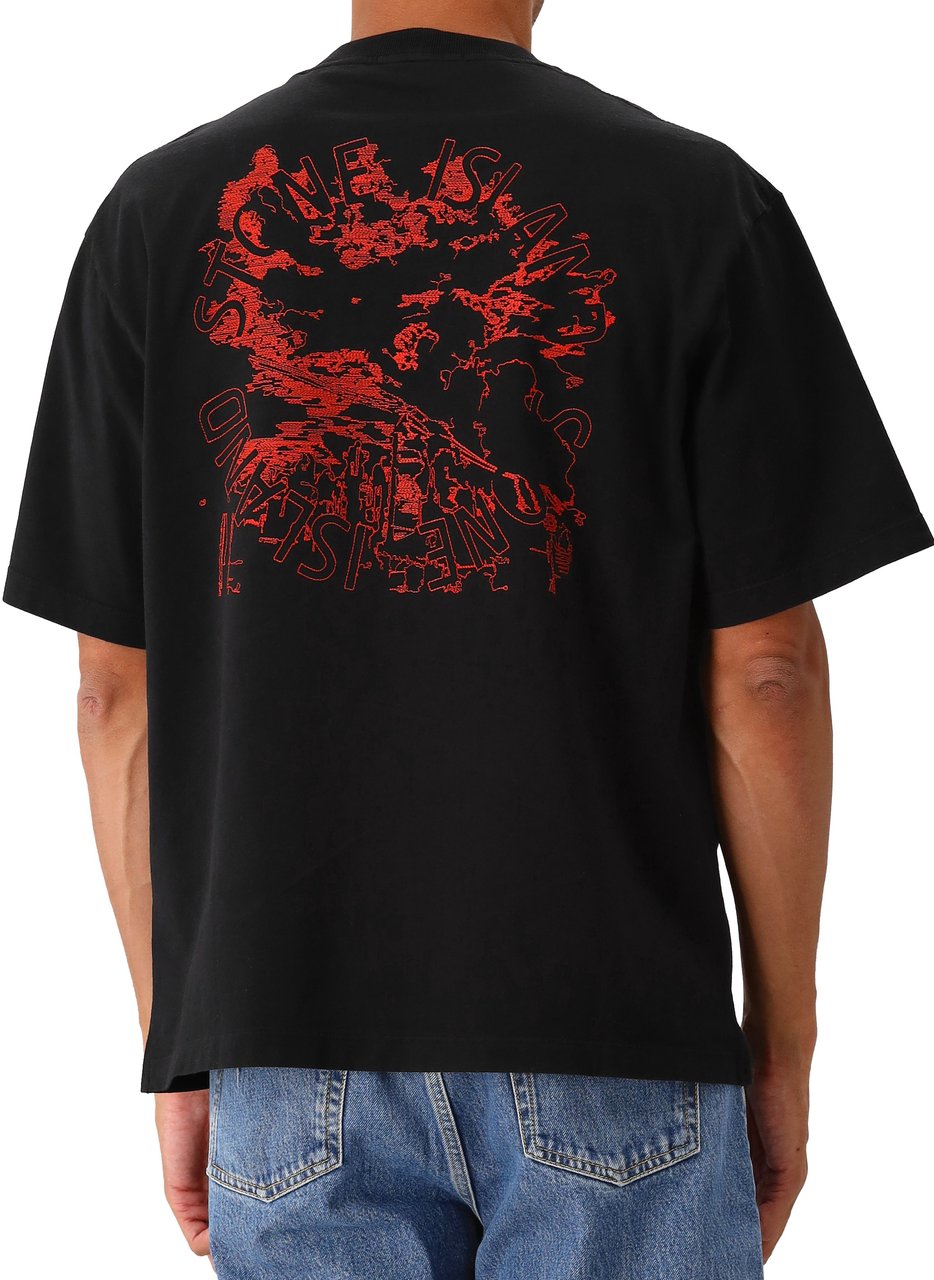 Stone Island Stone Island T-shirt Backprint Zwart Zwart