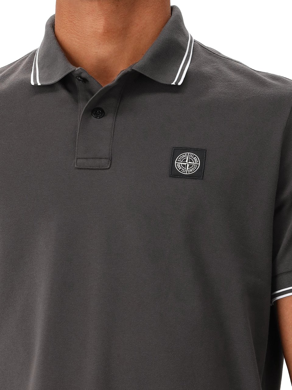 Stone Island Stone Island Polo Contrast Donkergrijs Grijs