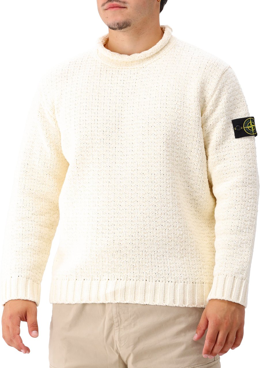 Stone Island Stone Island Gebreide Trui Gebroken Wit Beige