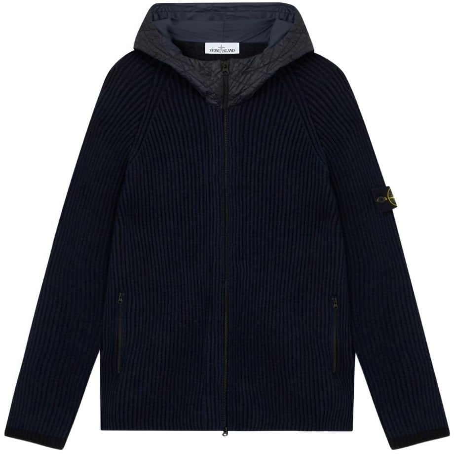 Stone Island Heren Zip-up Hooded Sweater Blauw Blauw