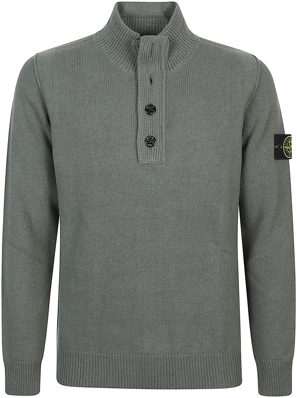 Stone Island Half Botton Sweater Green Groen
