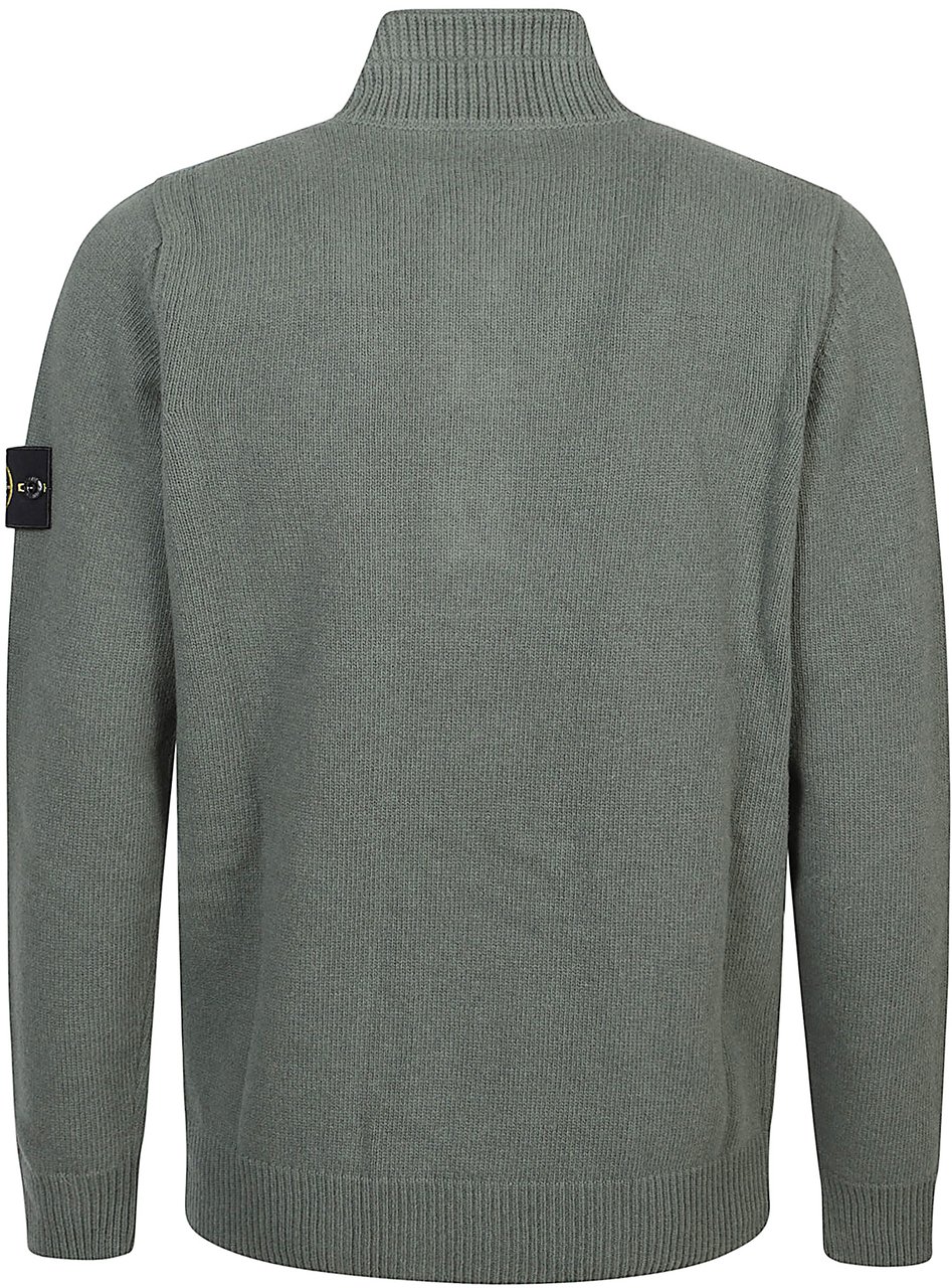 Stone Island Half Botton Sweater Green Groen