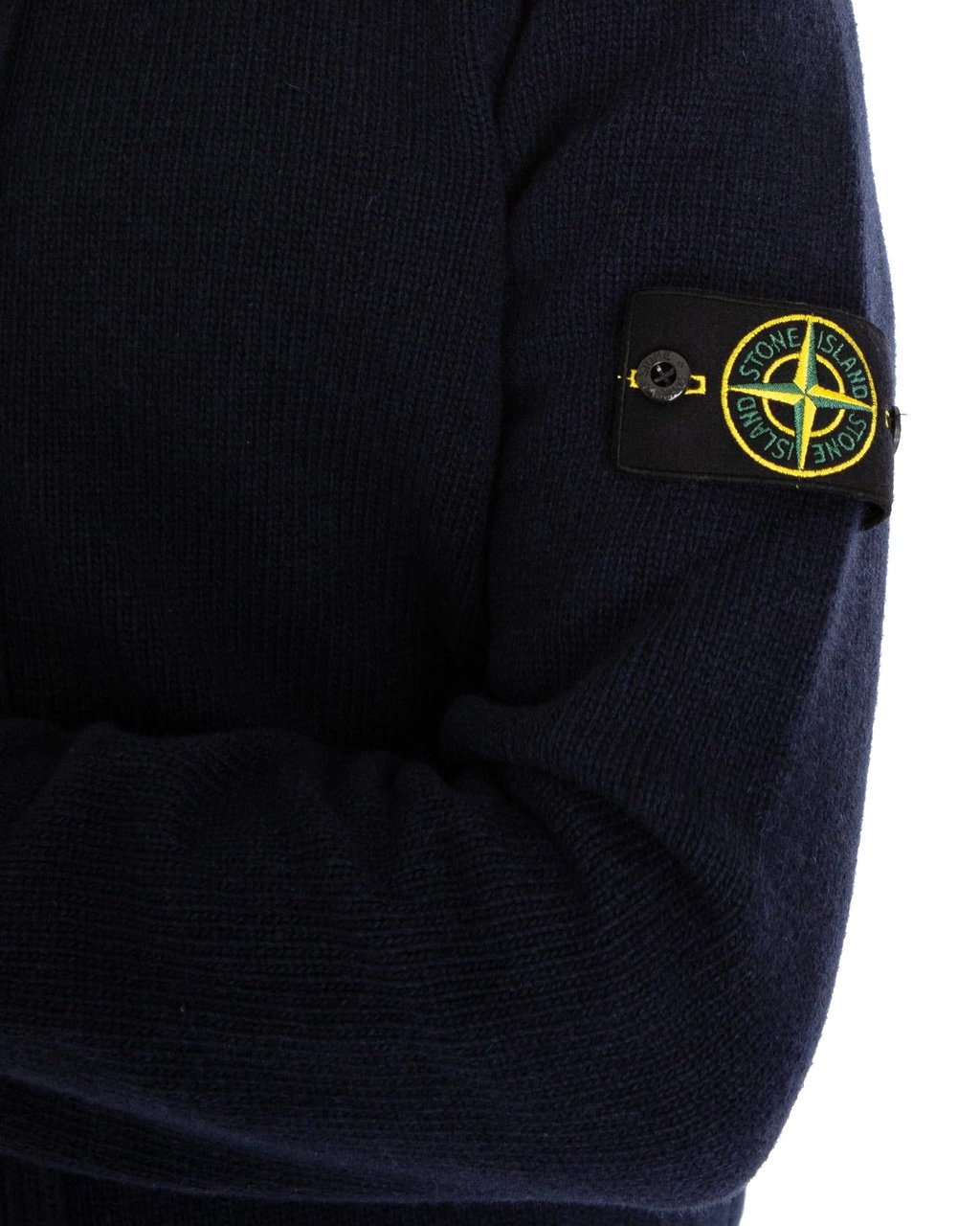 Stone Island Heren Logo Patch Knit Cardigan Blauw Blauw