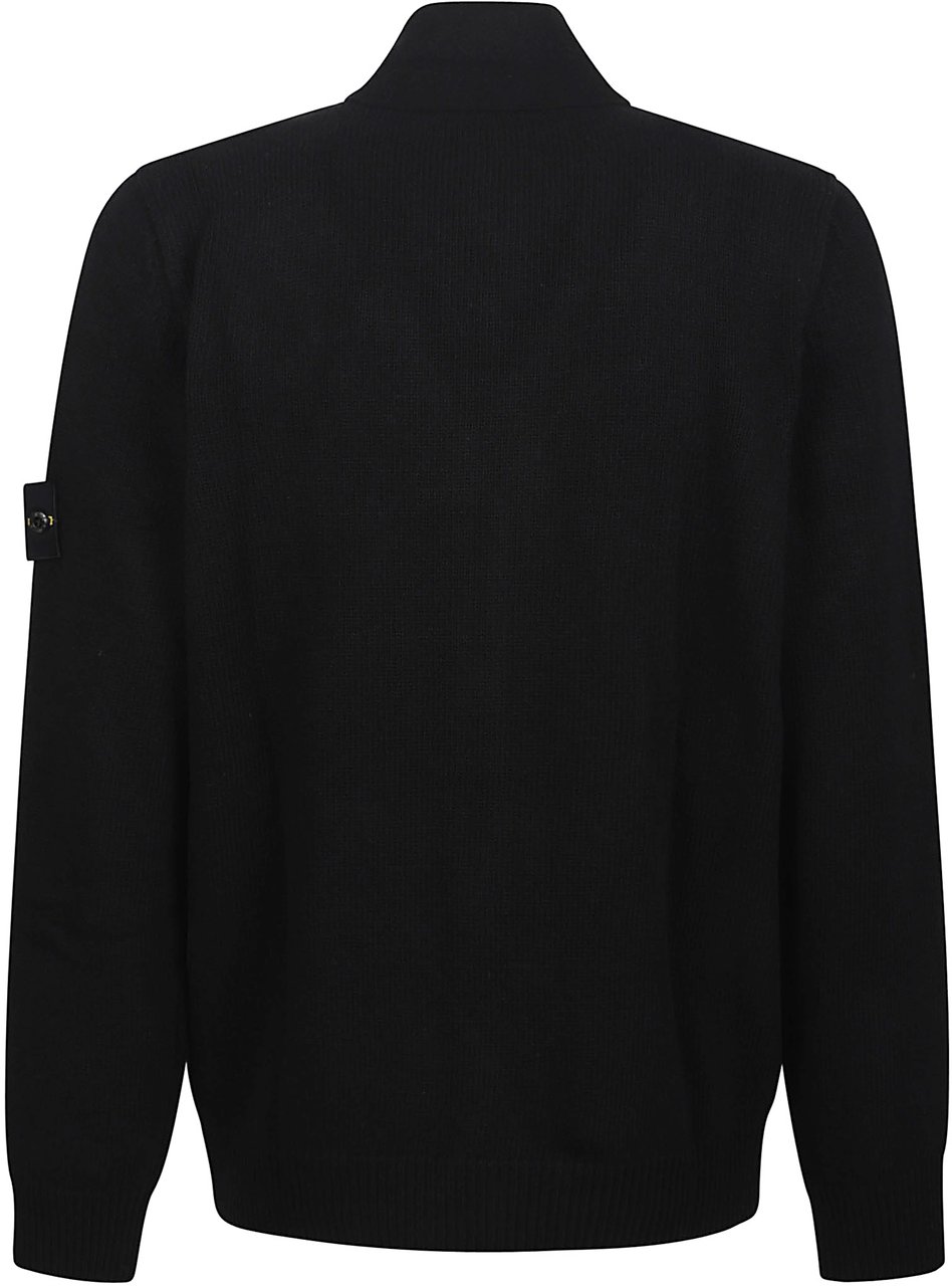 Stone Island Logo Patch Cardigan Black Zwart