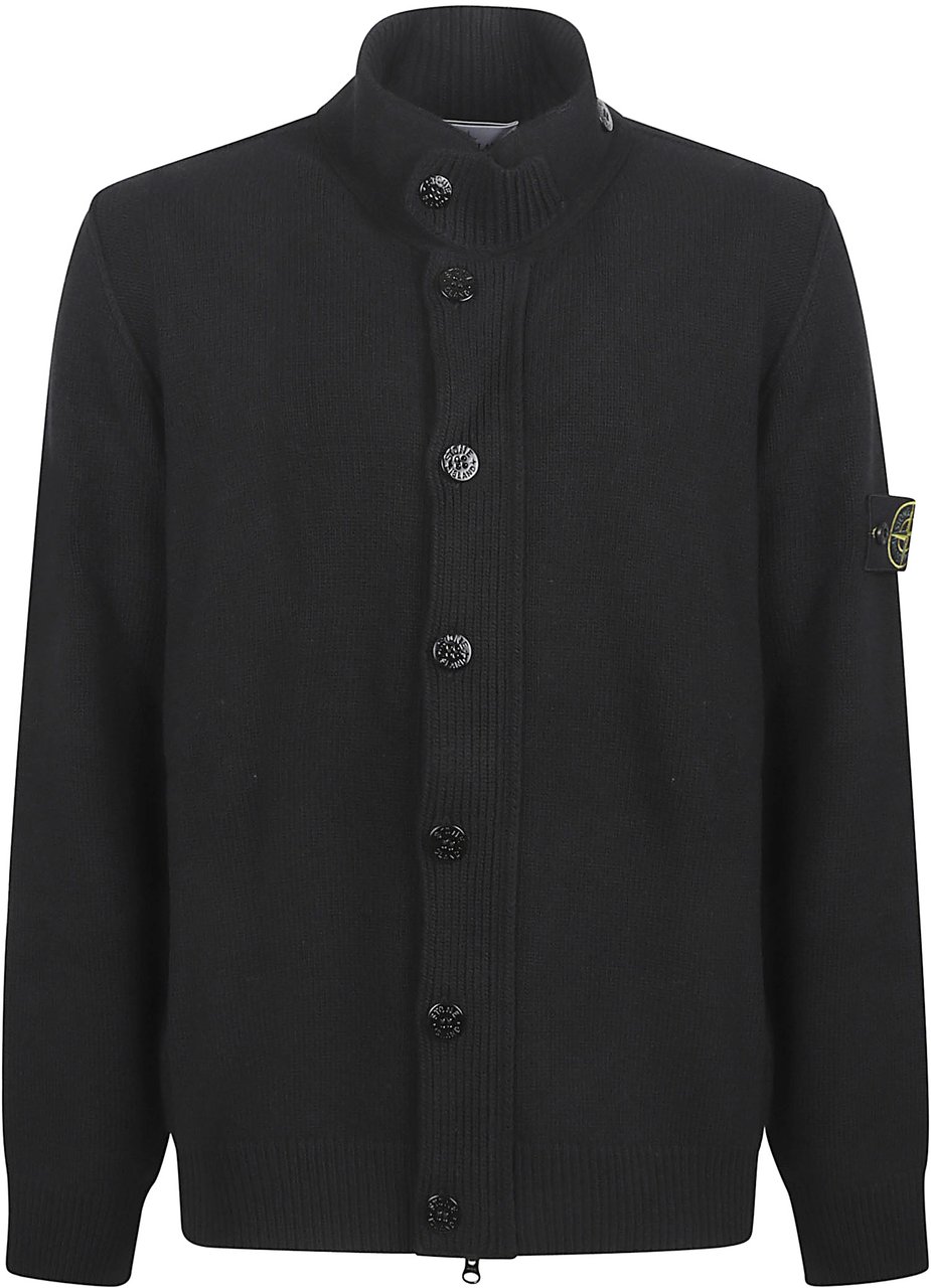 Stone Island Logo Patch Cardigan Black Zwart