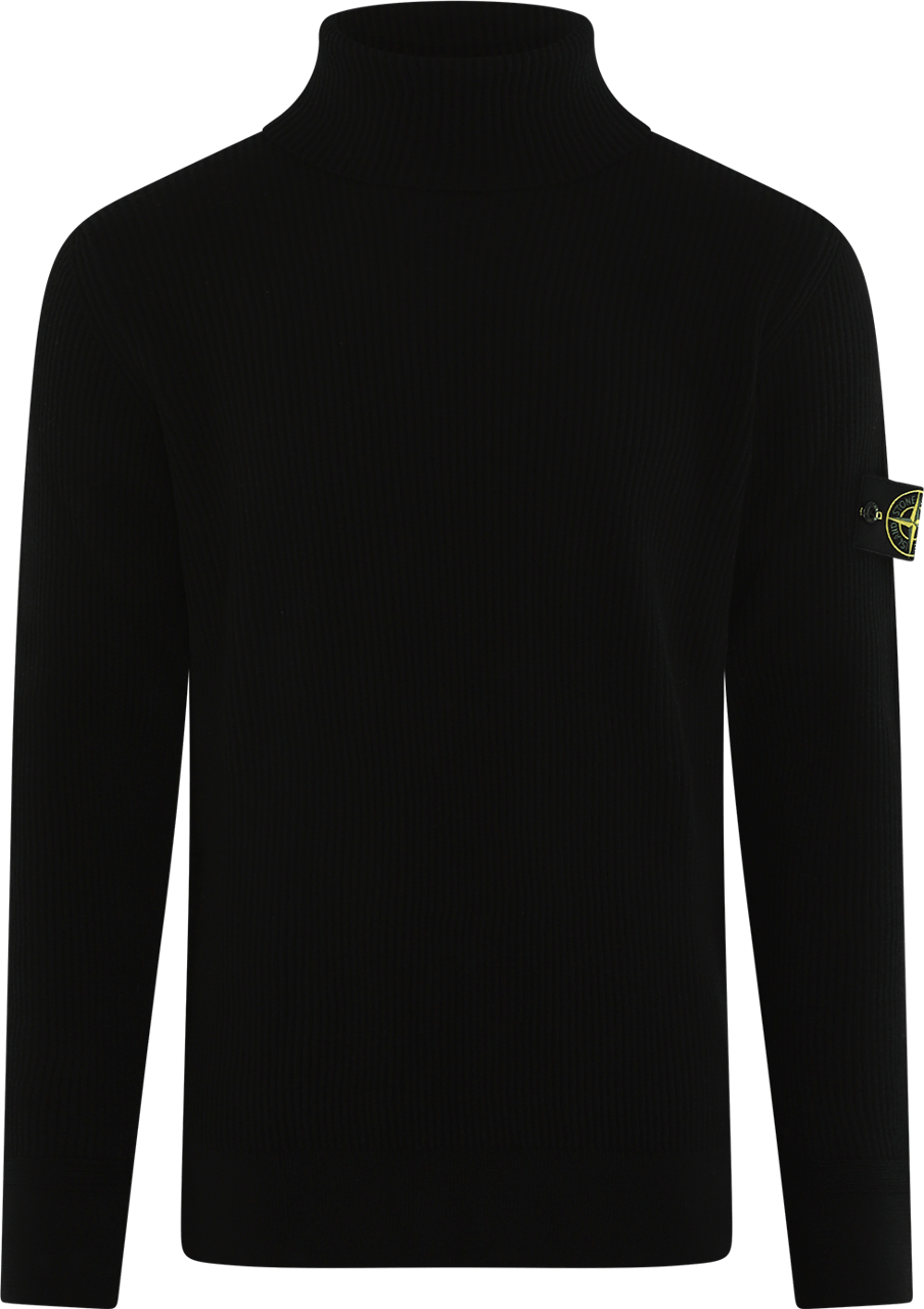 Stone Island Heren TurtleNeck Full Rib Zwart Zwart