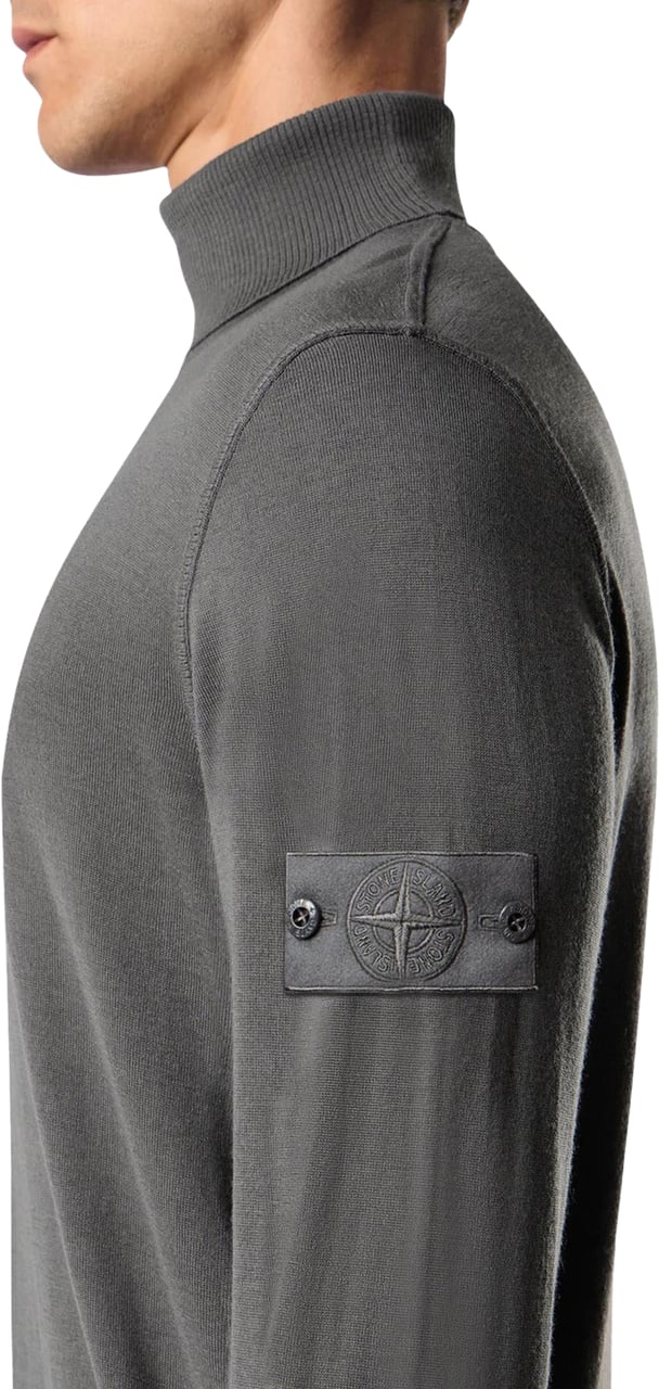 Stone Island Heren T-Neck Logopatch Sweater Grijs Grijs