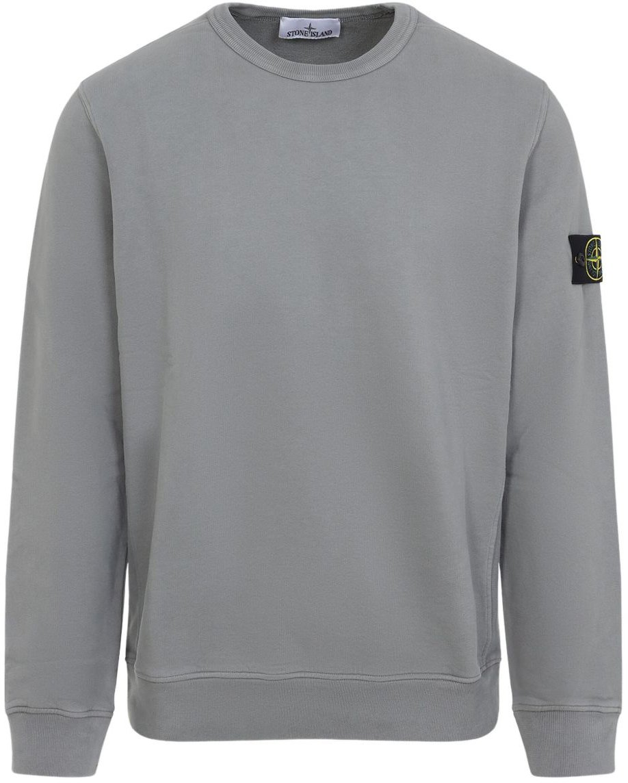 Stone Island Felpa Girocollo Brushed Organic Cotton Fleece Grijs