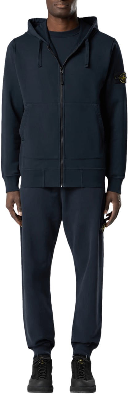 Stone Island ORGANIC COTTON FLEECE, GARMENT DYED NAVYBLUE Blauw