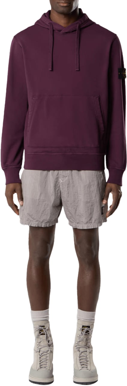 Stone Island ORGANIC COTTON FLEECE, GARMENT DYED AMARANTH Rood
