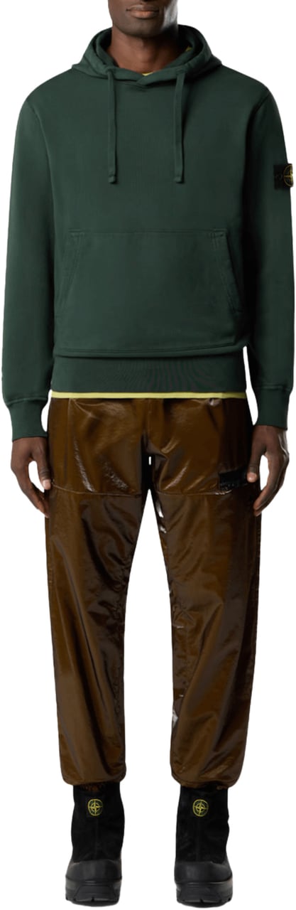 Stone Island ORGANIC COTTON FLEECE, GARMENT DYED JUNIPER Groen