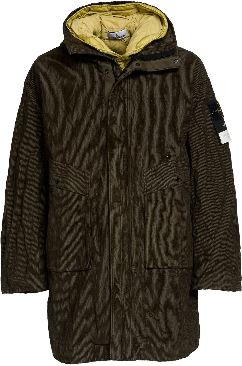 Stone Island Parka Wrinkled Corduroy 500-tc Groen