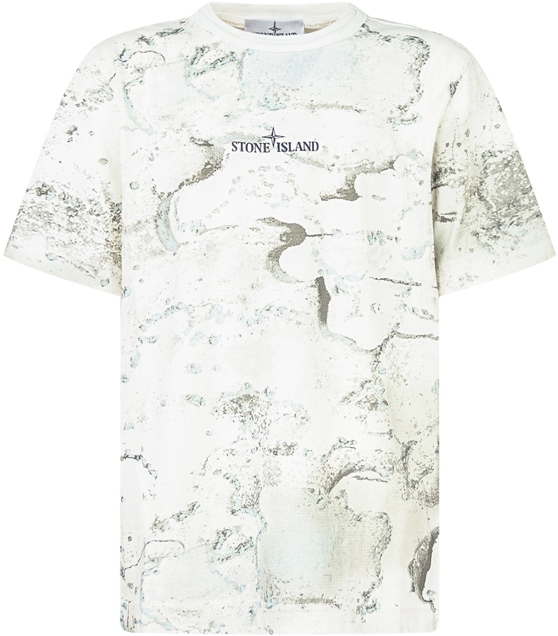 Stone Island Stone Island Kids T-Shirt Bianca con Stampa Astratta Wit