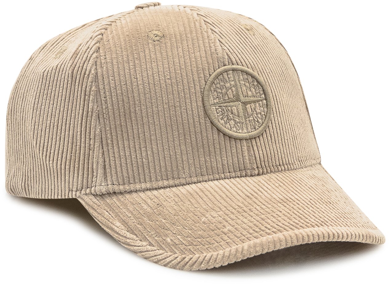 Stone Island Cappellino in Velluto a Coste Stone Island con Logo Beige