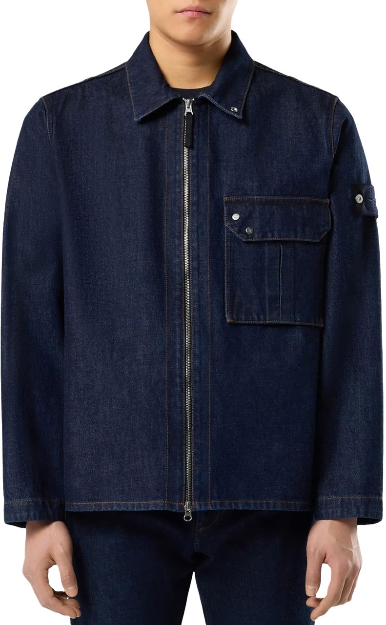 Stone Island Heren Overshirt with Zip Blauw Blauw